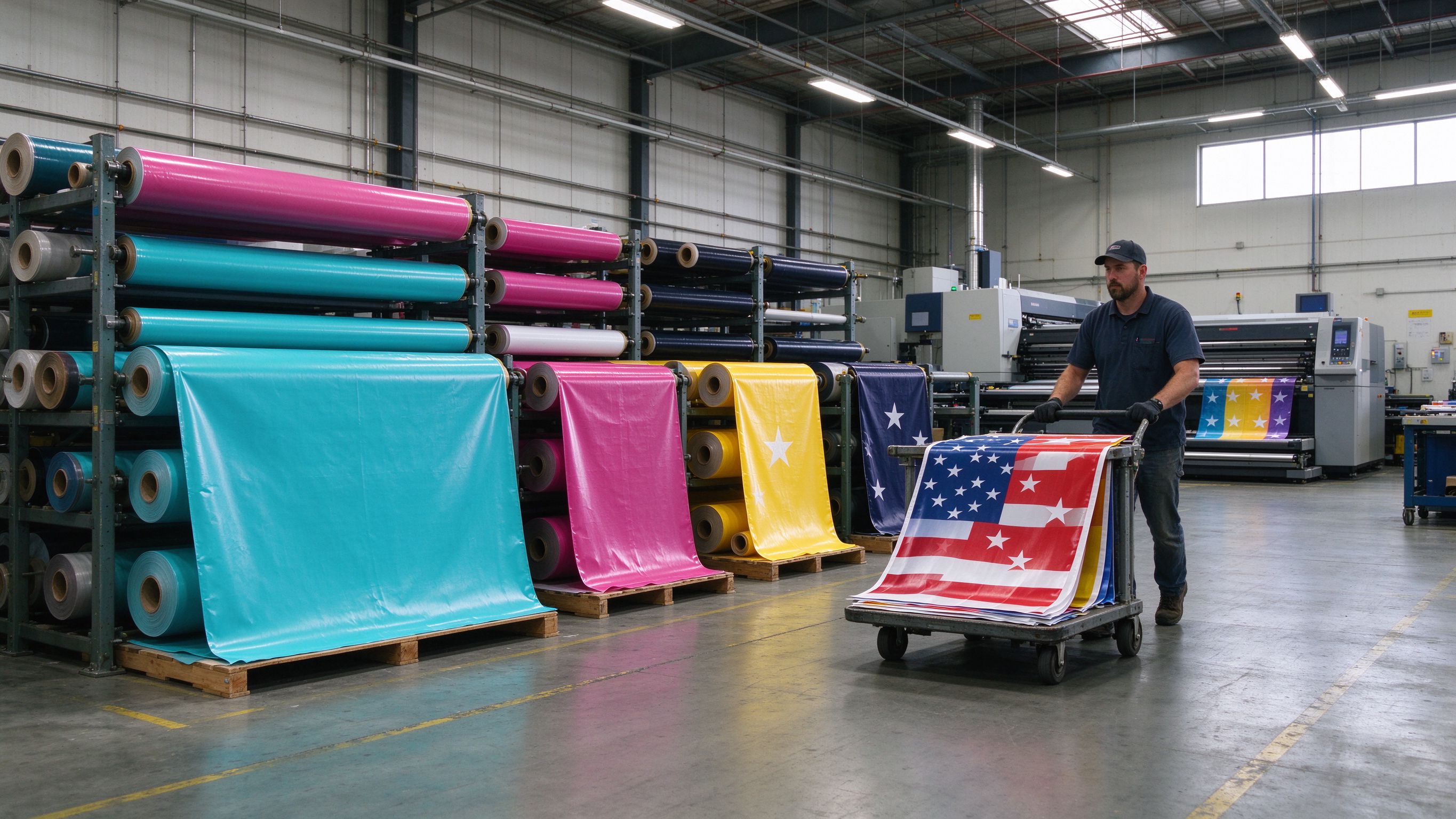 Print production floor and material store